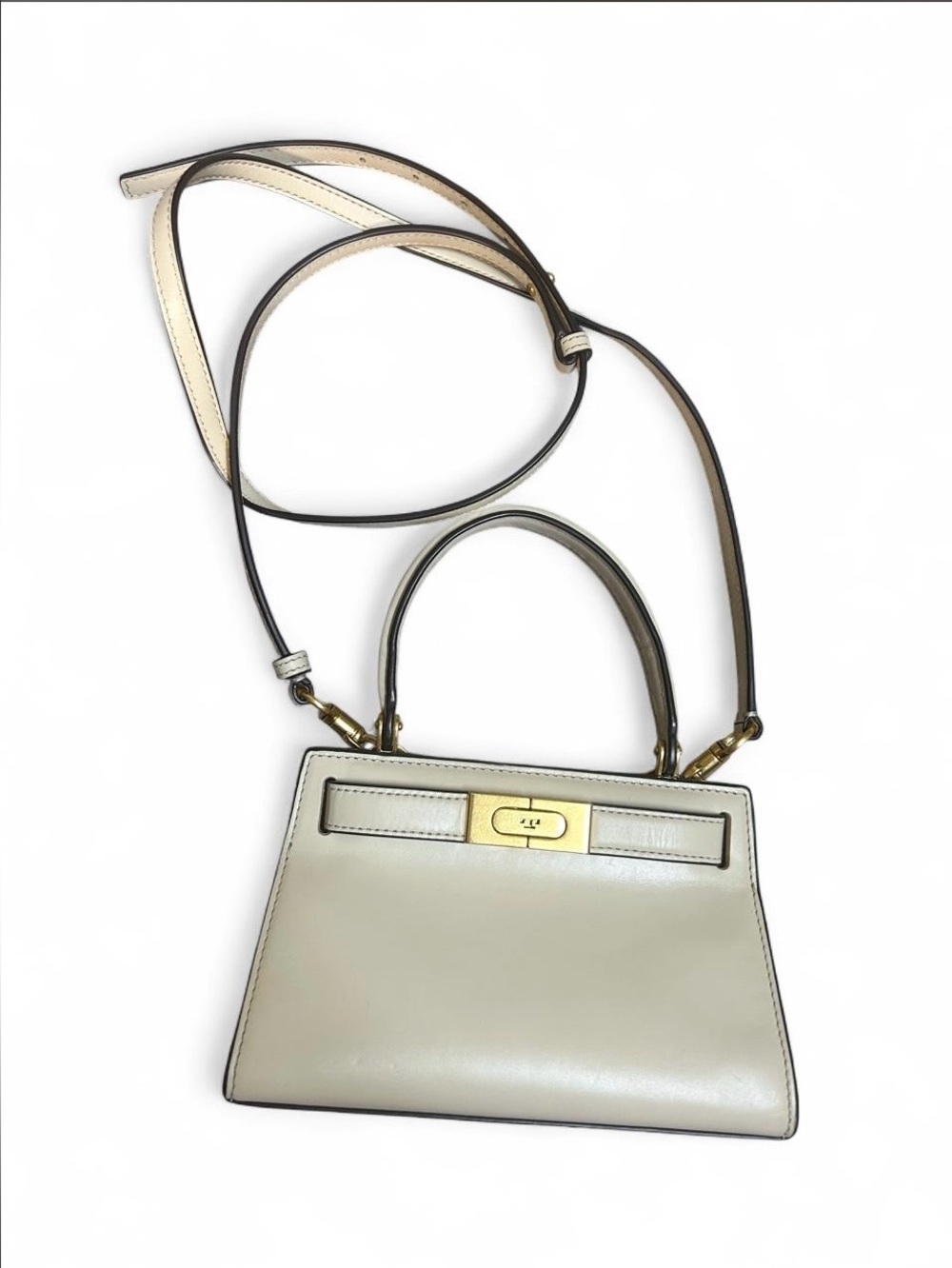 Tory Burch Leather Lee Radziwill Petite Top-Handle Crossbody in Cream